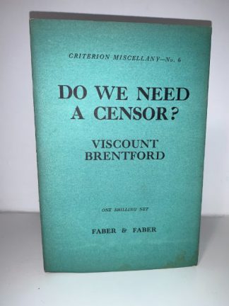 BRENTFORD, Viscount - Do We Need A Censor (Criterion Miscellany No.6)